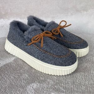 Skechers Cozy Ojai Shoe Womens Size 10 Gray Fur Memory Foam Slipper Platform NEW